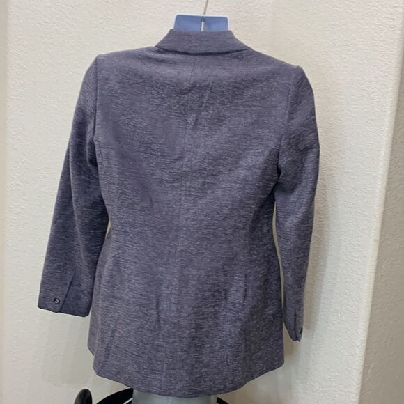 Dress Barn Size 6 Gray Button Front V Neck Long Sleeve Faux Pockets Rayon Poly - Picture 6 of 7